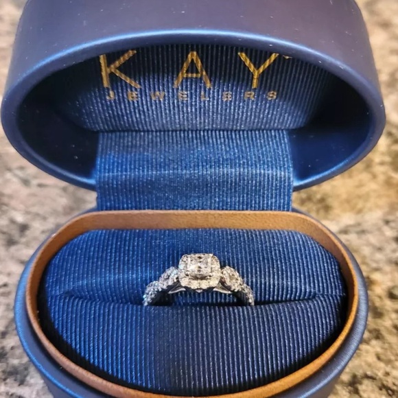 The Leo Diamond 14K White Gold 1ctw E/SI2 Princess Pave Halo Engagement Ring Sz8 - Picture 12 of 16